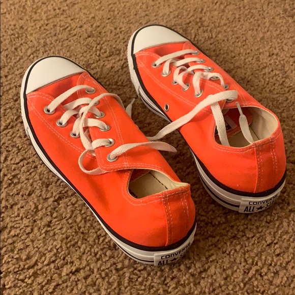 neon orange converse low tops